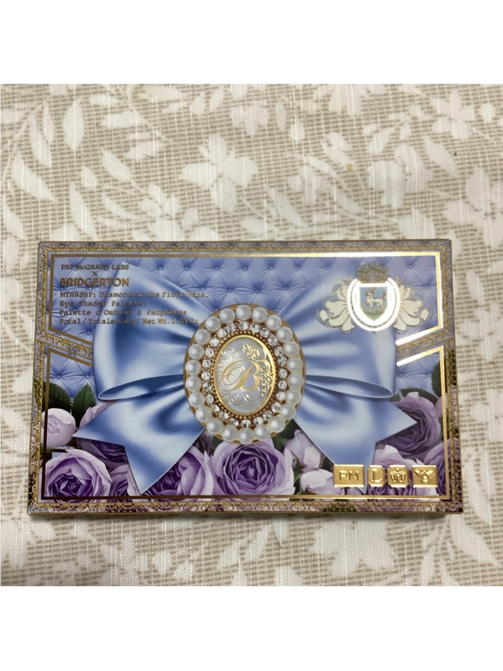 Netflix Lavender, Light Blue & Gold Pearl Emblem Brooch